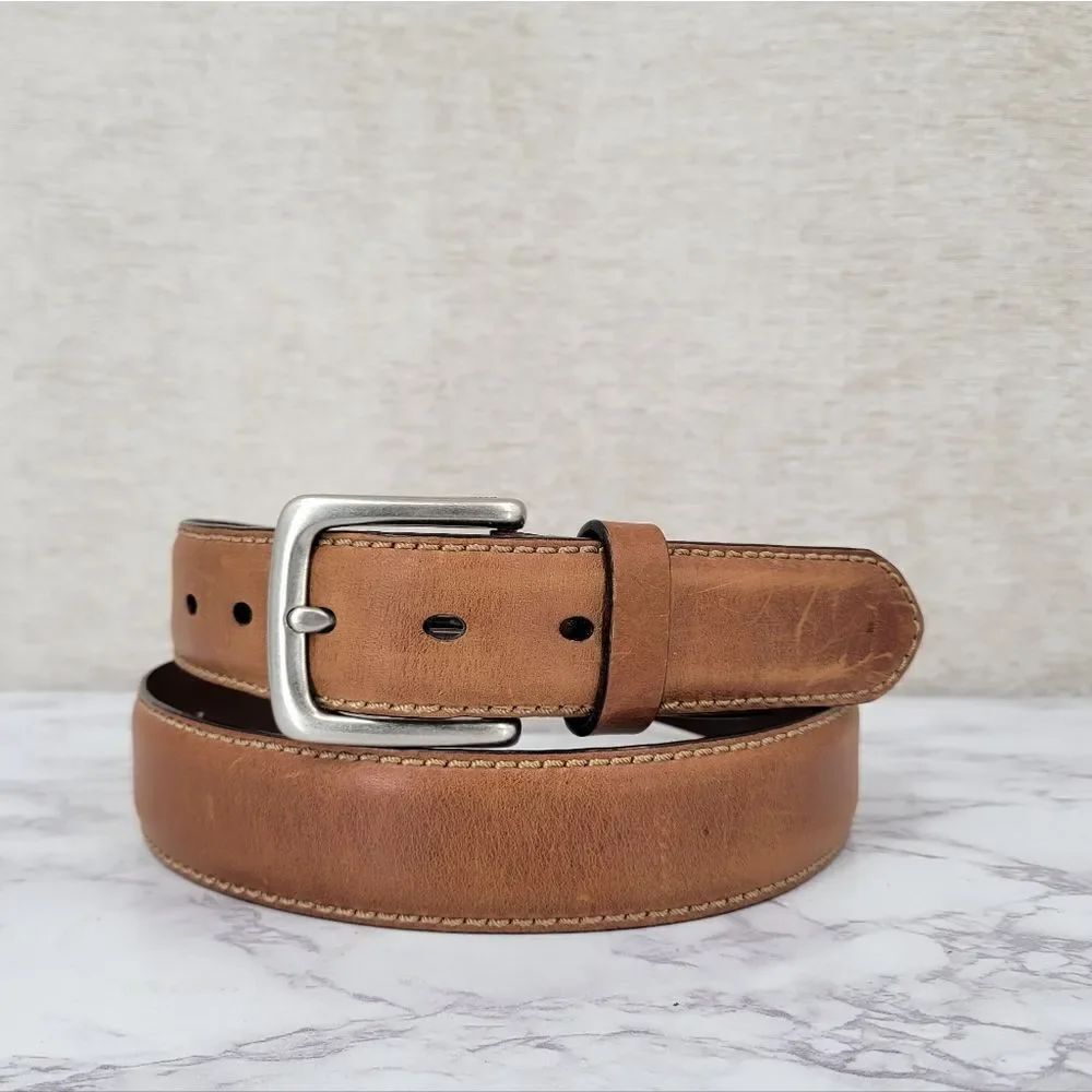 Fossil Men's Tan Leather Belt Size 42
